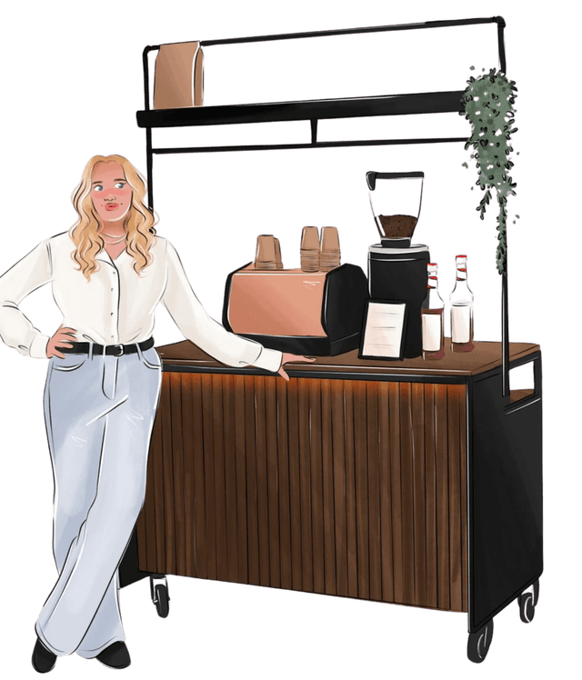 Lianne bij haar koffiebar